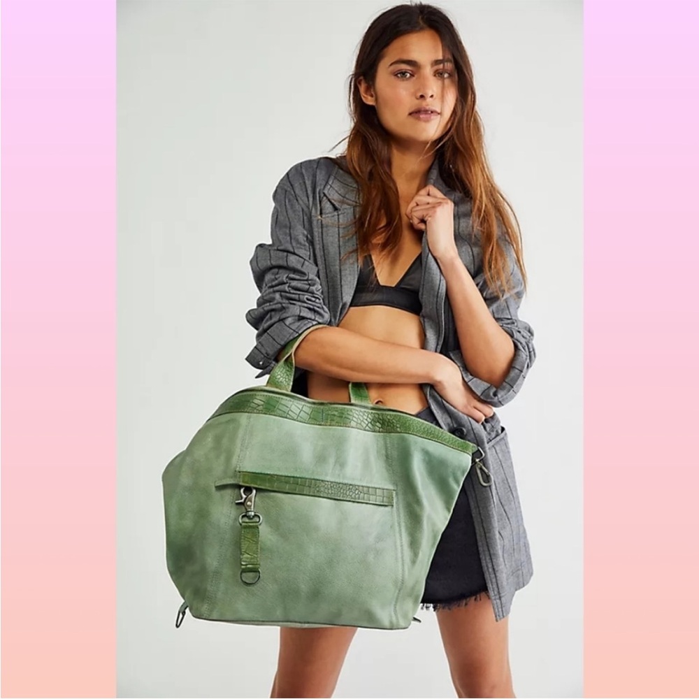 Free People Joey distressed Tan Leather Women's Backpack - Picture 6 of 6